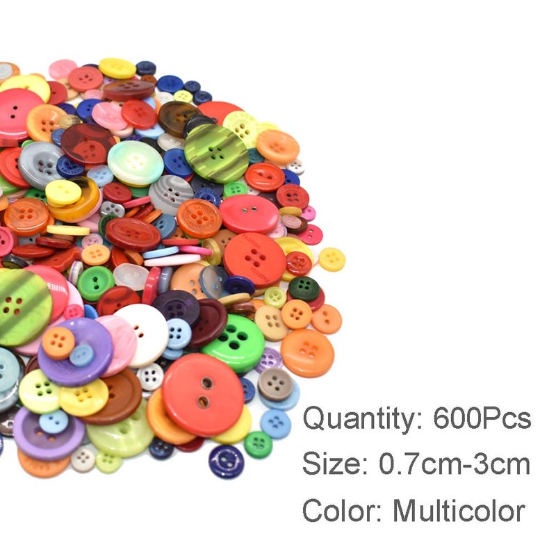 Renashed 600 PCS Assorted Size Resin Round Buttons DIY Craft Sewing Decorations for Kid's Painting - Image 2